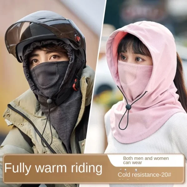 Windproof Cycling Face Cover With Hat For Winter Bike Hooded Mask With Neck Warmer